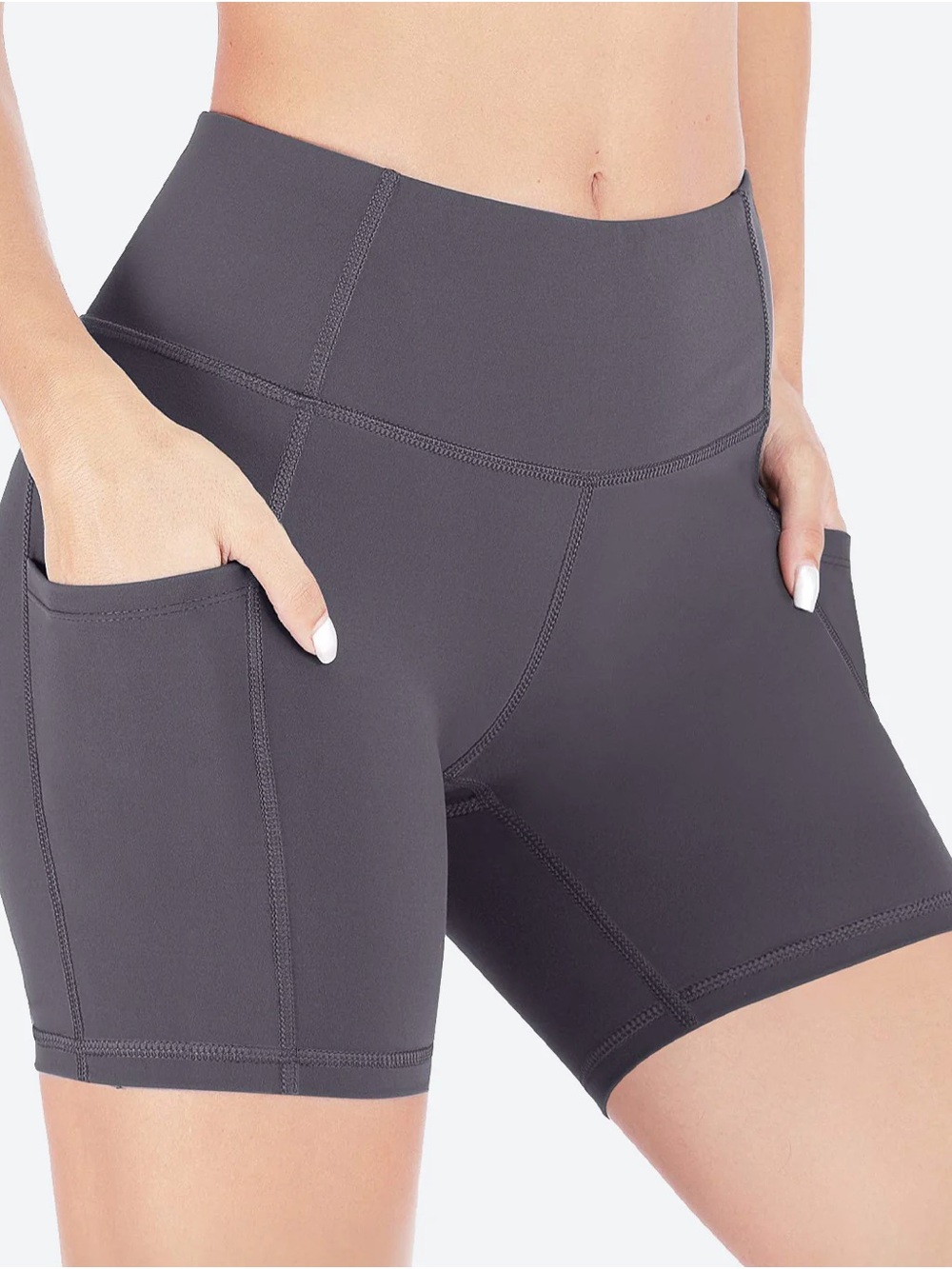 Danskin High-Rise Pocket Bike Shorts - Charcoal Gray